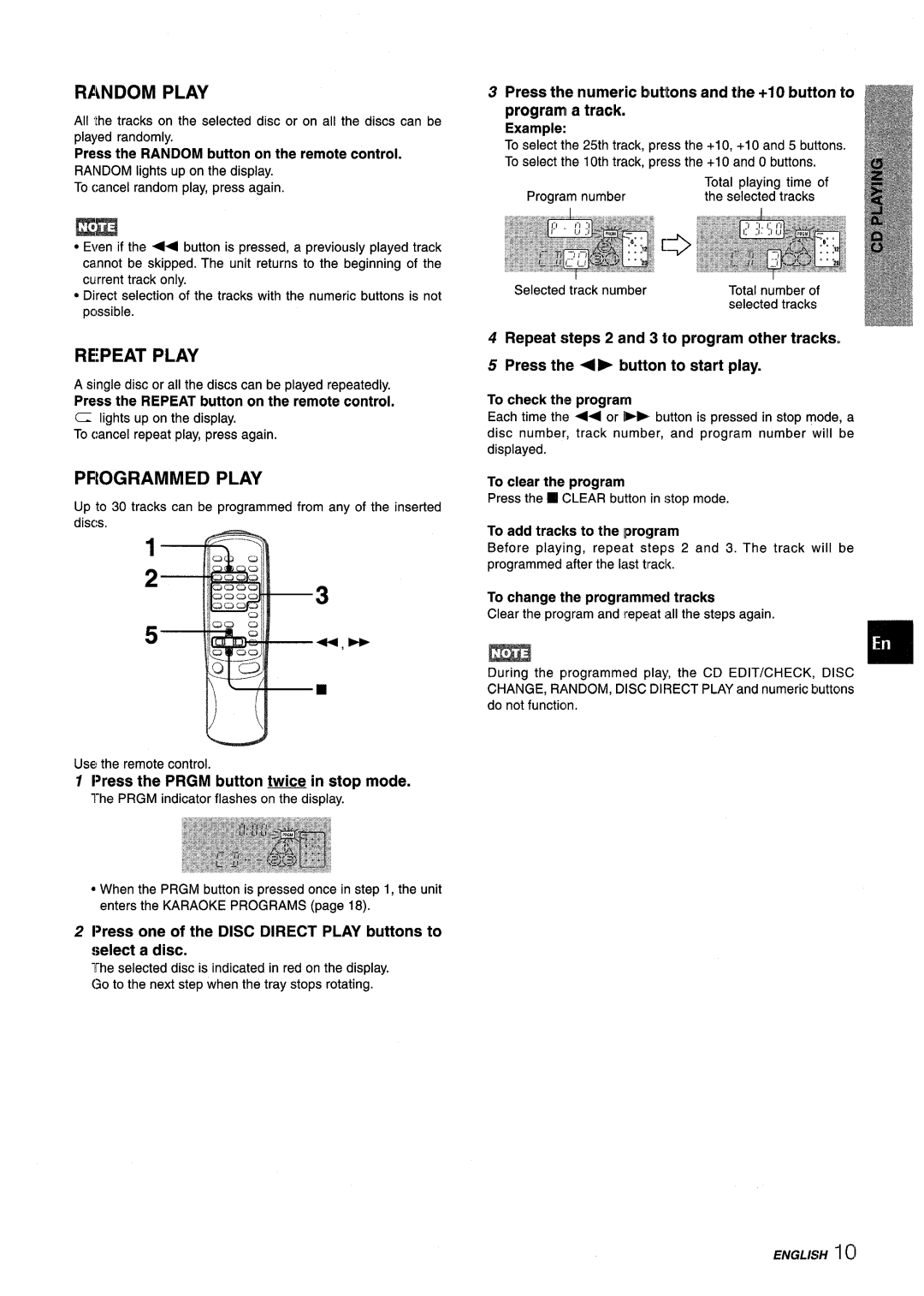 Aiwa NSX-V9000 manual Random Play, Repeat Play, Programmed Play 