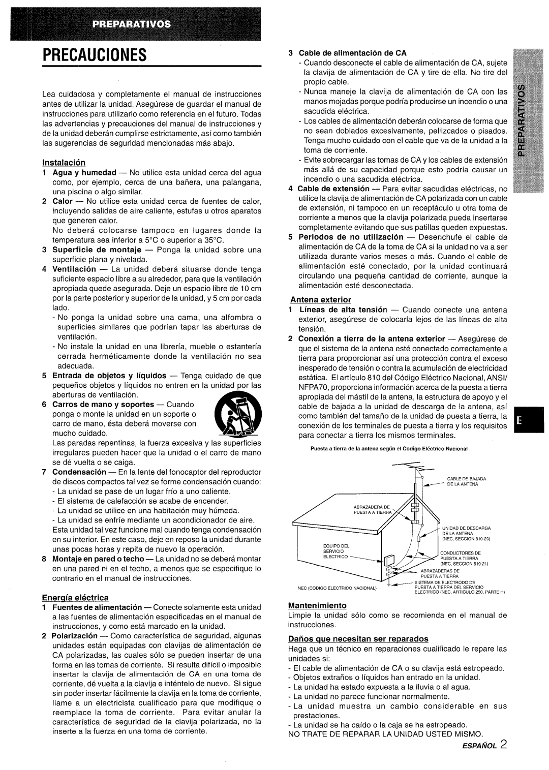 Aiwa NSX-V9000 manual Precauciones 