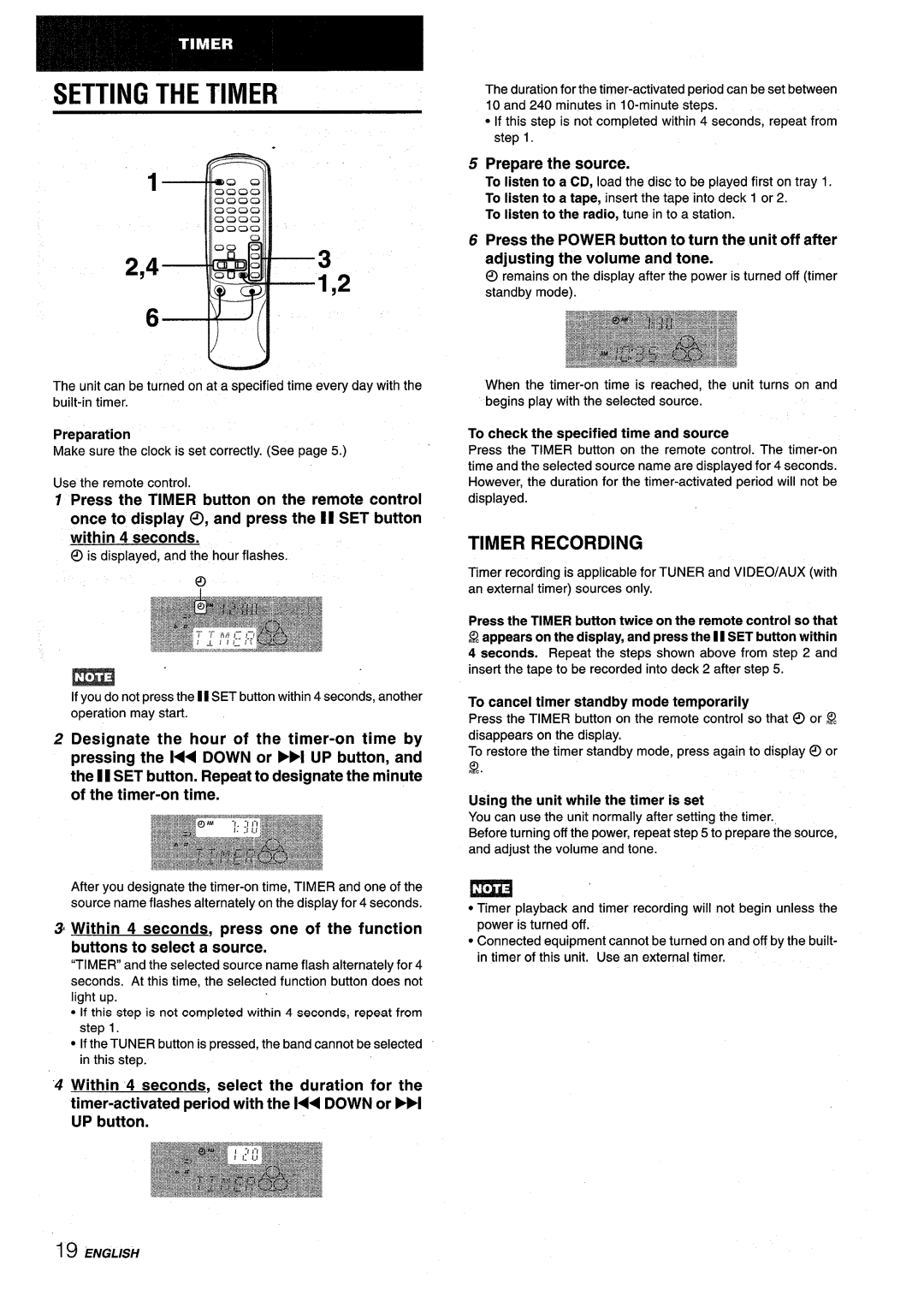 Aiwa NSX-V9000 manual Timer Recording, Prepare the source 