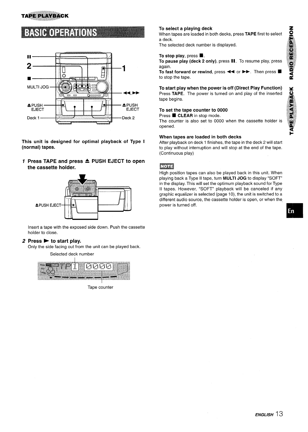 Aiwa SX-WNA555, SX-C605 manual Press F to start play, Apush Eject, To select a playing deck 