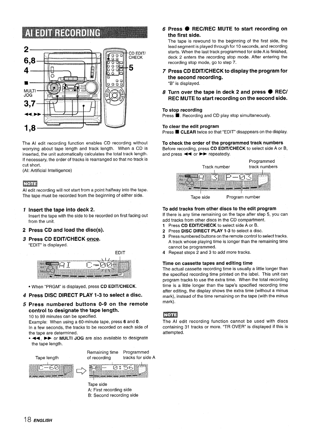 Aiwa SX-C605, SX-WNA555 manual Press REC/REC Mute to start recording on the first side, Insert the tape into deck 