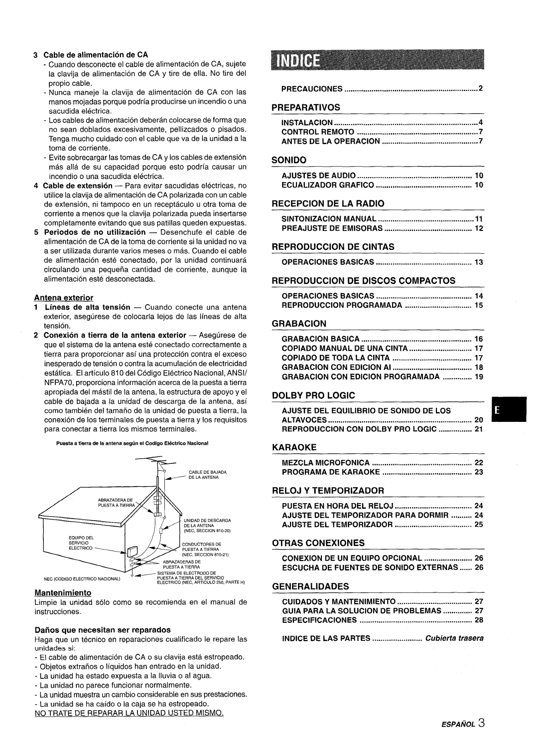 Aiwa SX-WNA555 manual Precauciones, Instalacion Control Remoto Antes DE LA Operacion, Ajustes DE Audio Ecualizador Grafico 