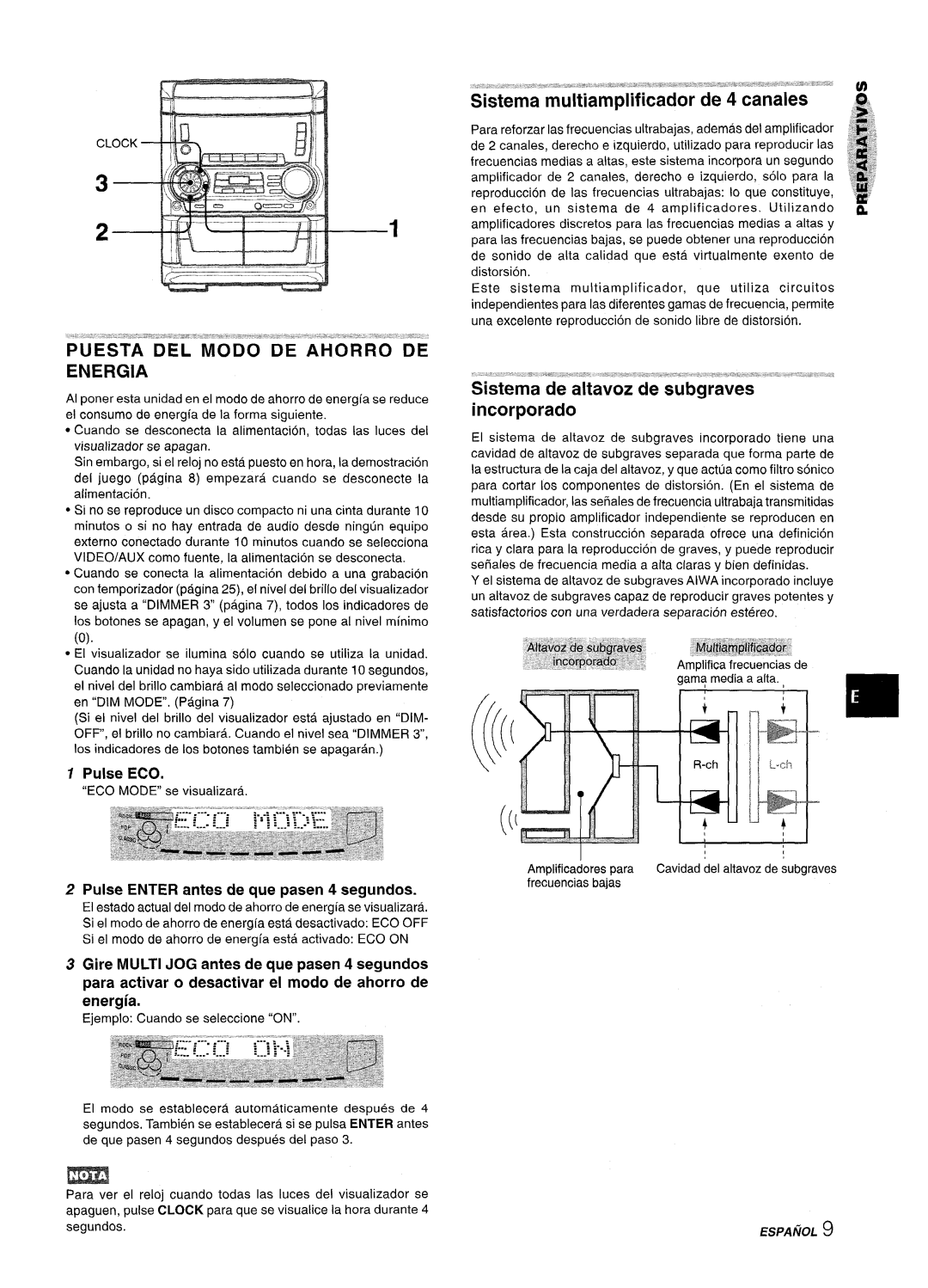 Aiwa SX-WNA555, SX-C605 manual Pulse ECO, Pulse Enter antes de que pasen 4 segundos 