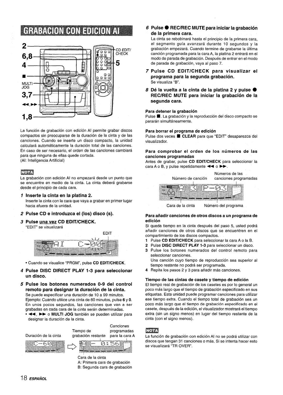 Aiwa SX-C605, SX-WNA555 manual Inserte la cinta en la platina, Pulse Disc Direct Play 1-3 para seleccionar un disco, Edition 