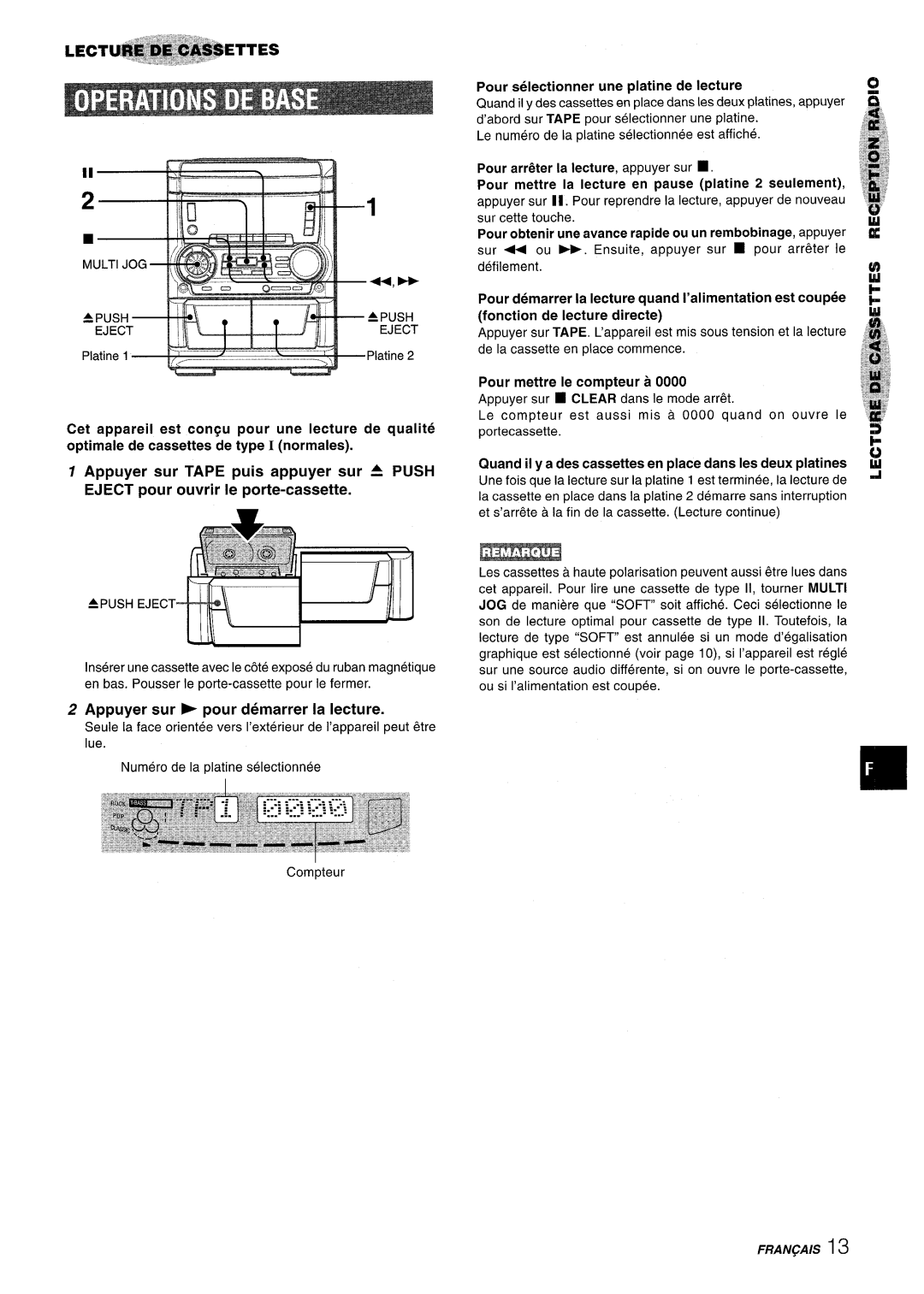 Aiwa SX-WNA555, SX-C605 manual Appuyer sur pour demarrer la lecture 