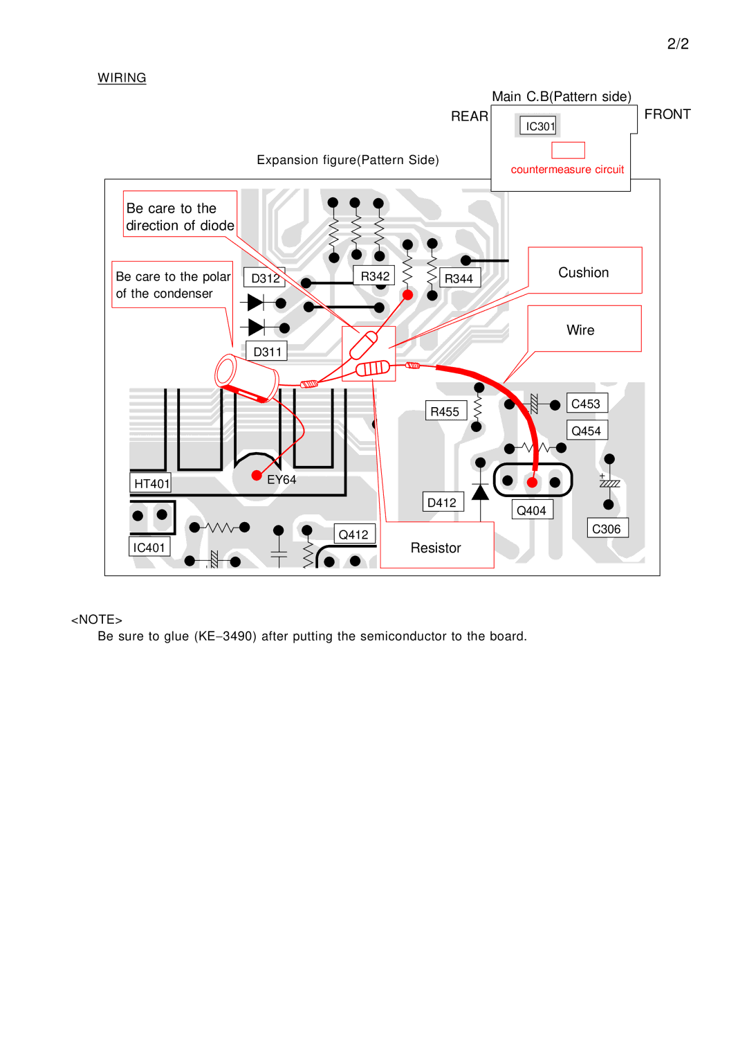 Aiwa TV 1402, TV 2002, TV 2102 manual Be care to Direction of diode 