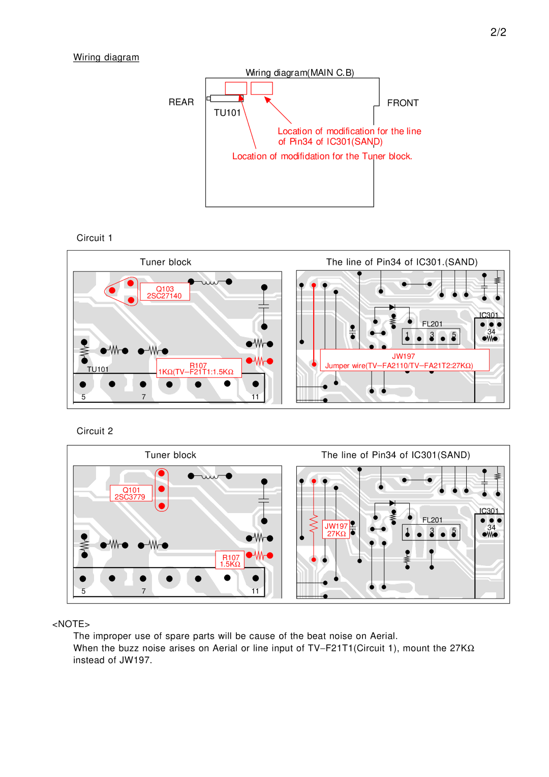 Aiwa TV 2102, TV 2002, TV 1402 manual Wiring diagram 