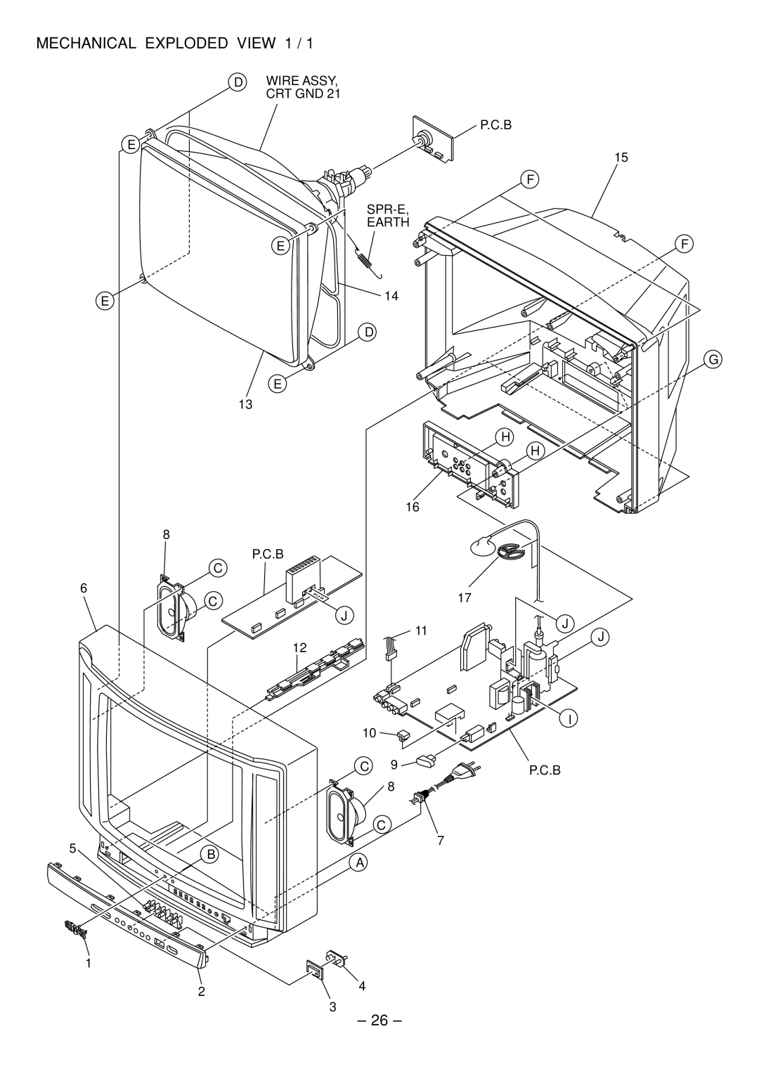 Aiwa TV-A2115 service manual Mechanical Exploded View 1 