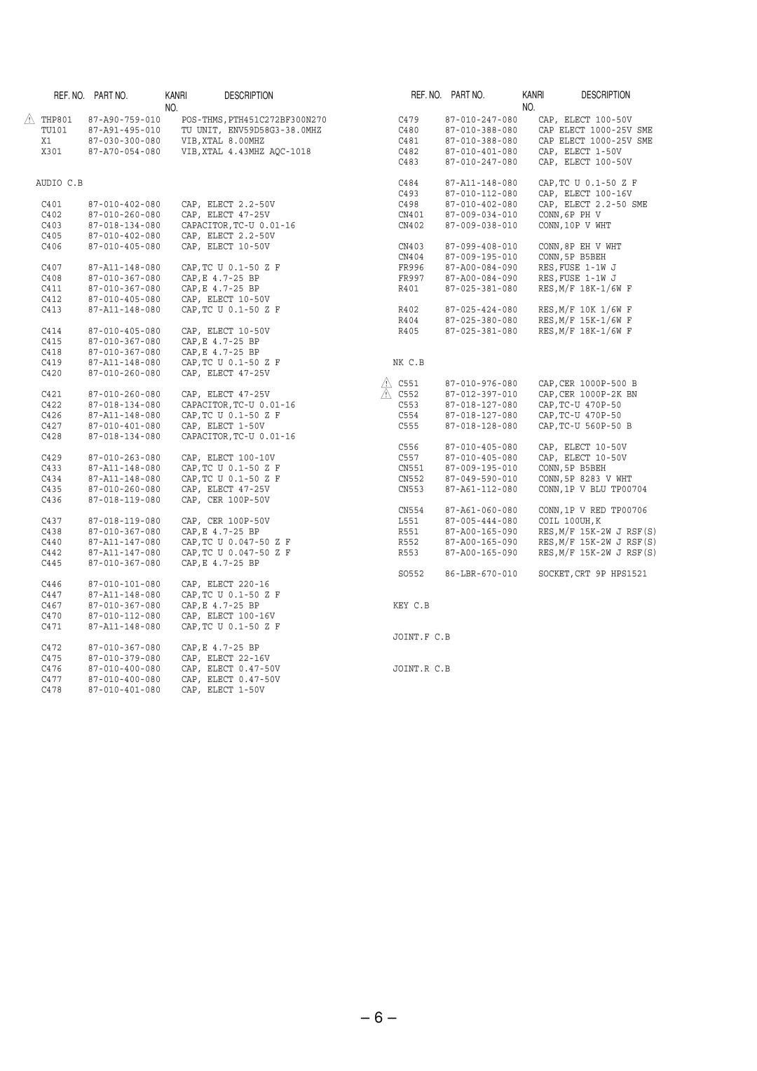 Aiwa TV-A2115 service manual CONN,6P PH 