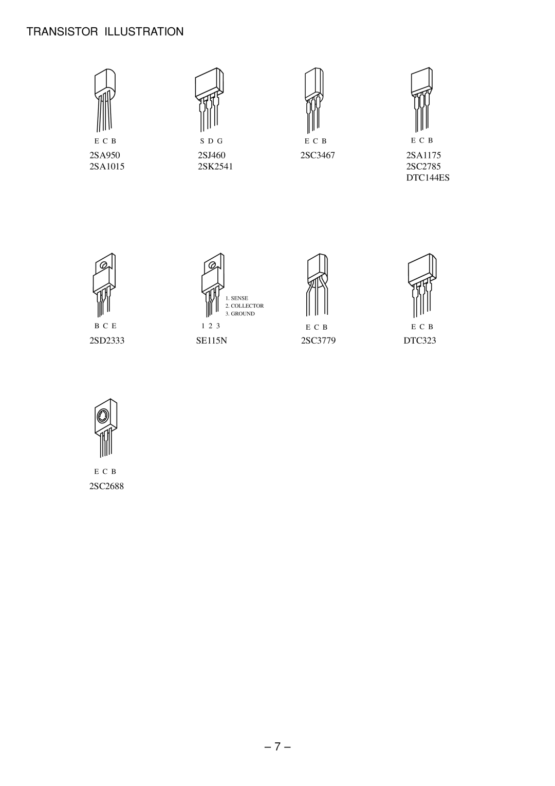 Aiwa TV-A2115 service manual Transistor Illustration 