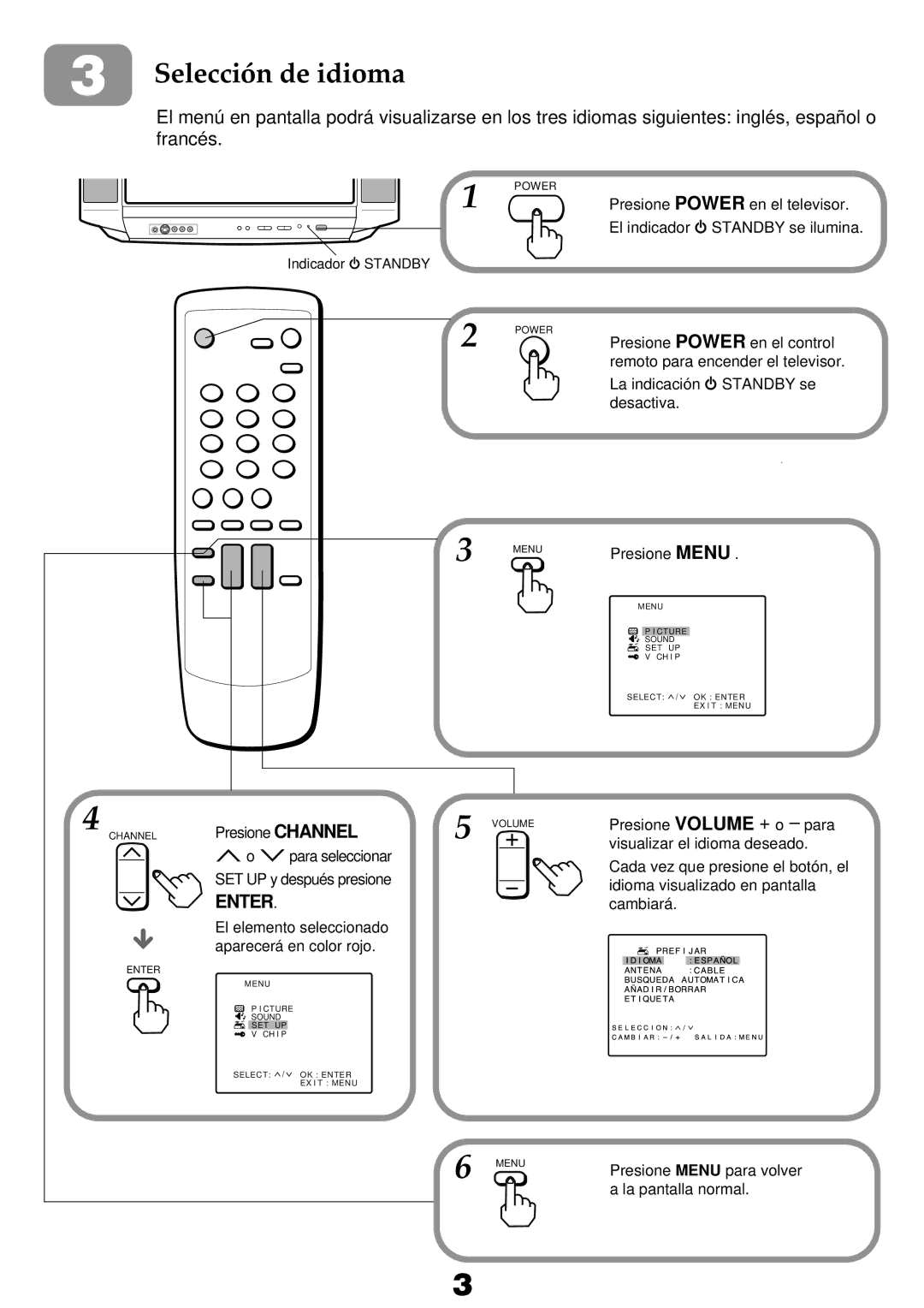 Aiwa TV-F2000u, TV-F2400u, TV-F2400u, TV-F2000u manual Selección de idioma 