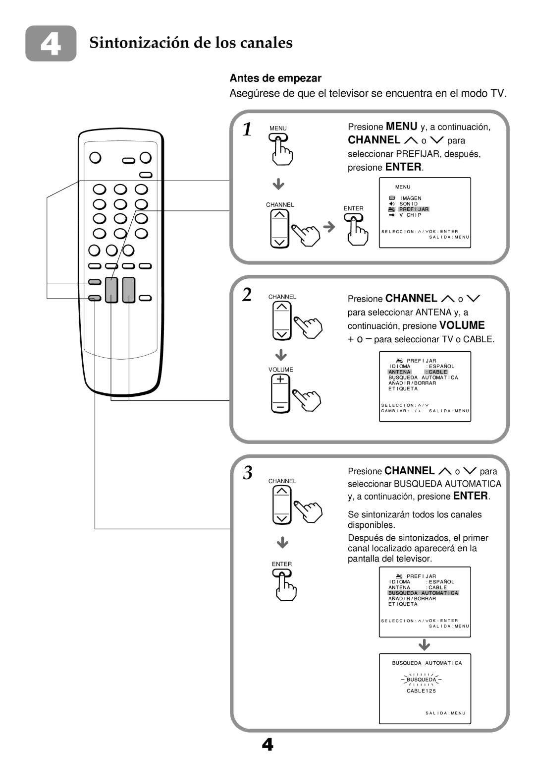 Aiwa TV-F2400u, TV-F2000u, TV-F2000u, TV-F2400u manual Sintonización de los canales, Antes de empezar, Channel N o M para 