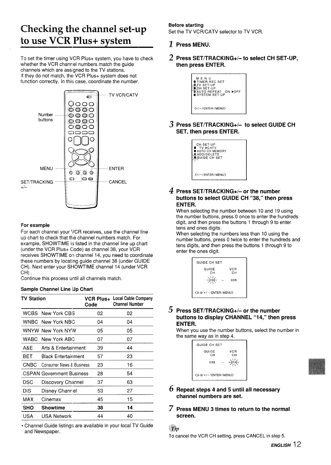 Aiwa VX-S205U, VX-S135U manual Checking the channel set-up To use VCR Plus+ svstem, Code, For example 