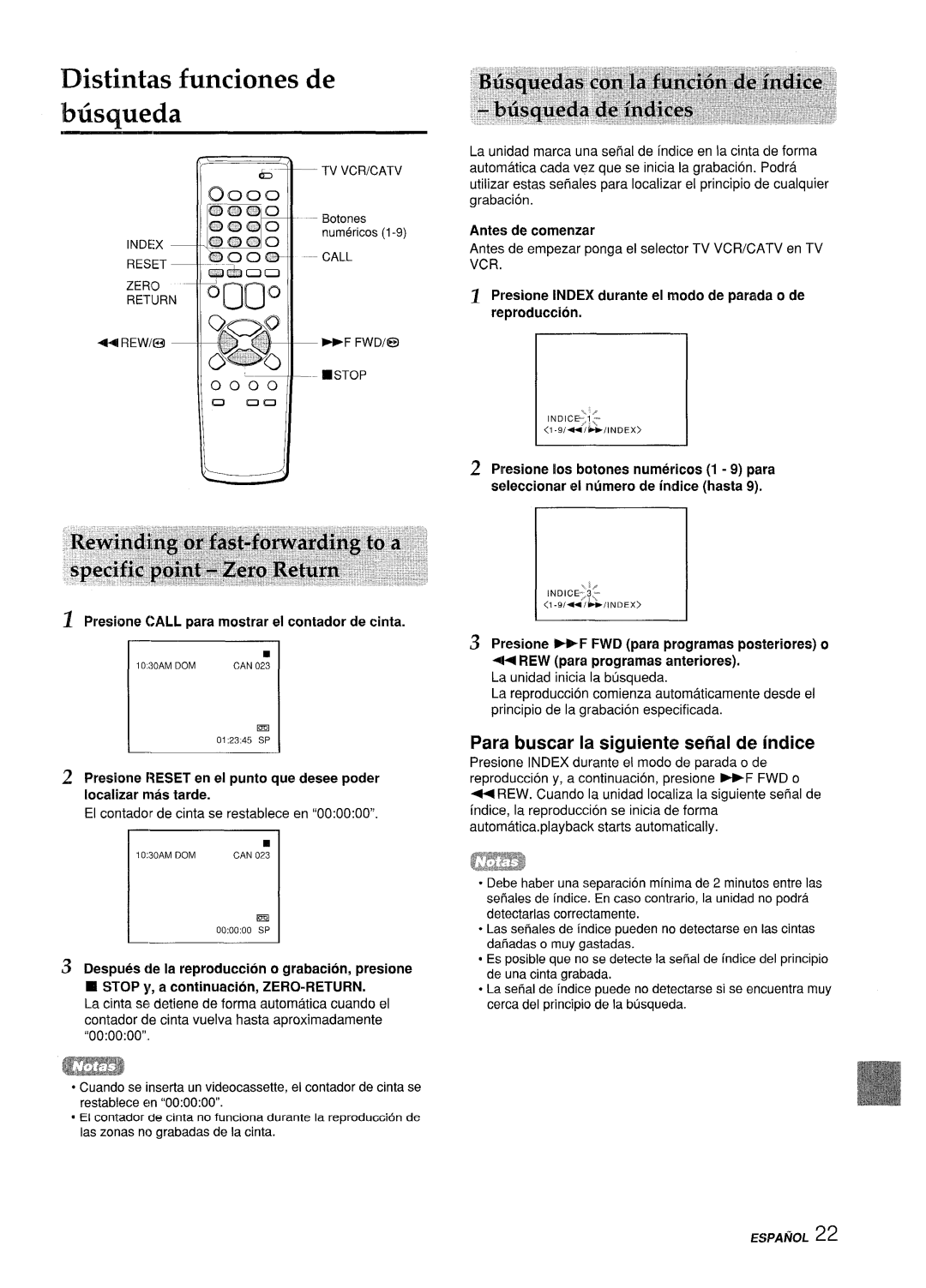 Aiwa VX-S205U, VX-S135U manual Distintas funciones de Miscmeda, Para buscar la siguiente serial de indite, Zero Retur 