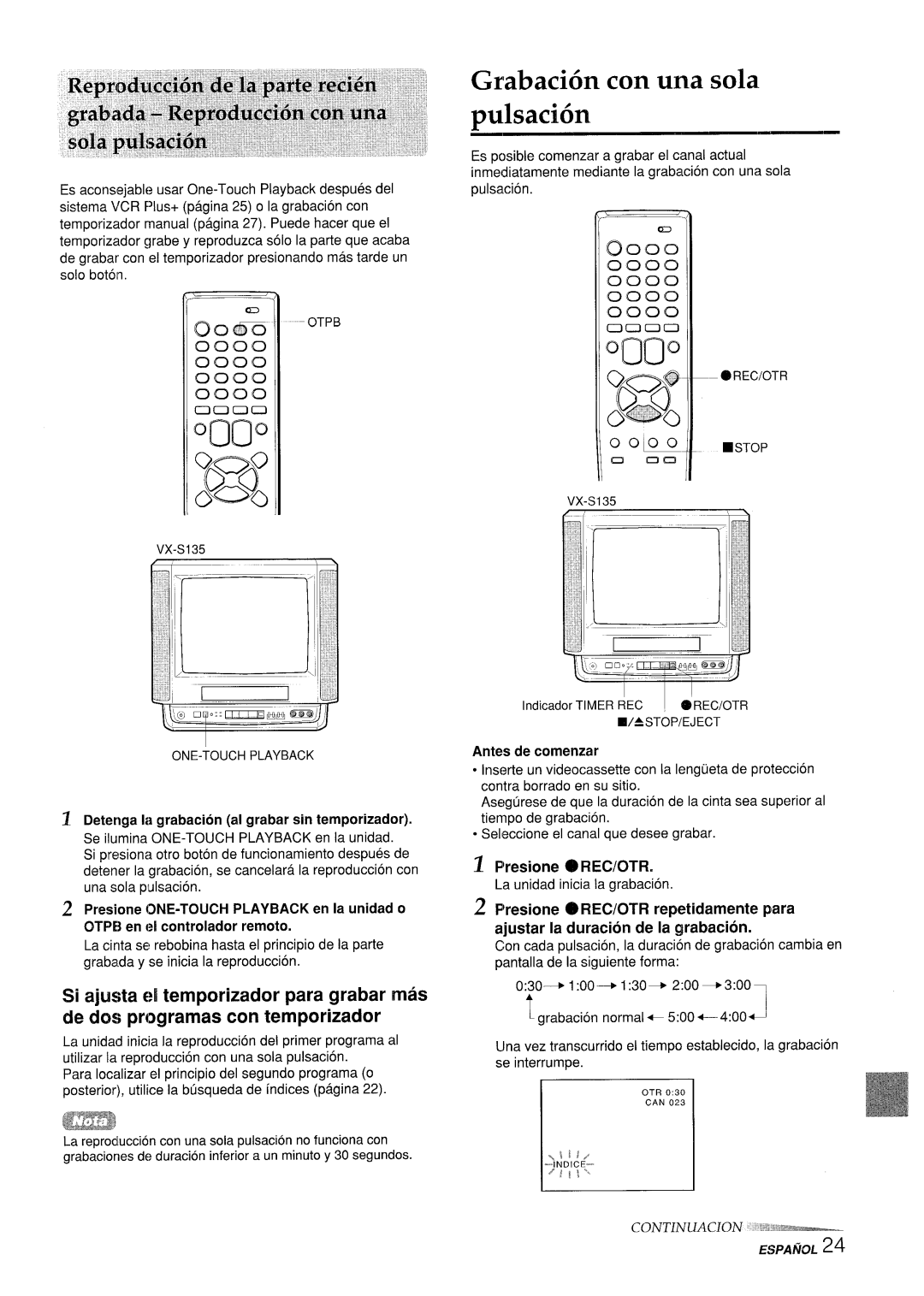 Aiwa VX-S205U, VX-S135U manual Mlsacih, Ajustar la duration de la grabacion, Detenga la grabacion al grabar sin temporizador 