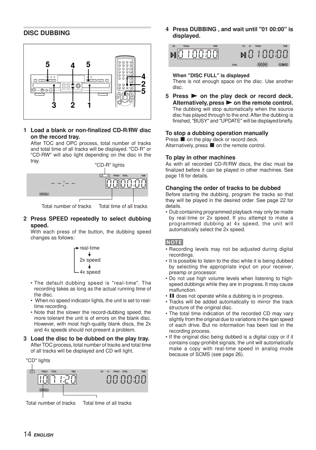 Aiwa XC-RW700 manual Disc Dubbing 