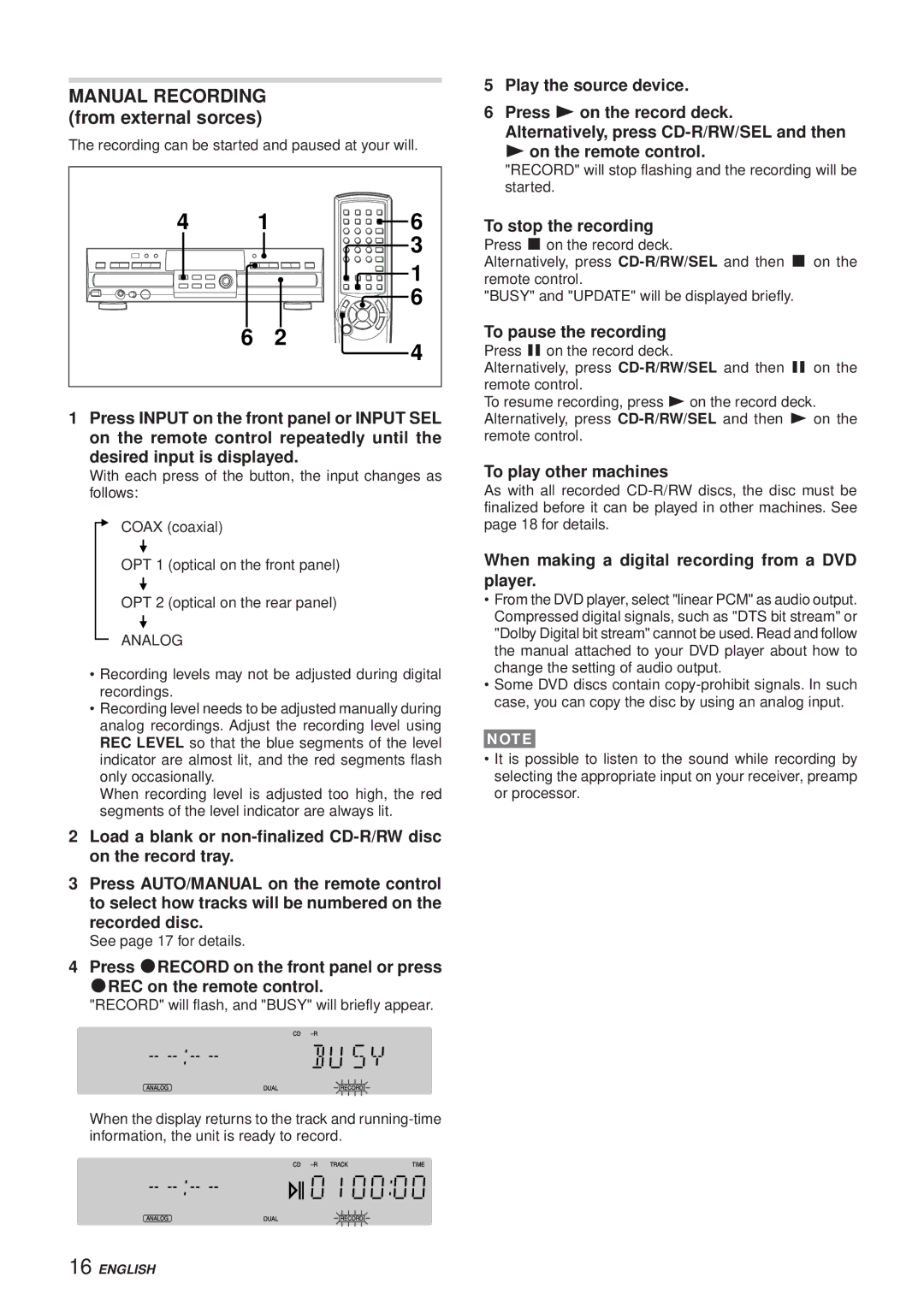 Aiwa XC-RW700 manual To stop the recording, To pause the recording, To play other machines 