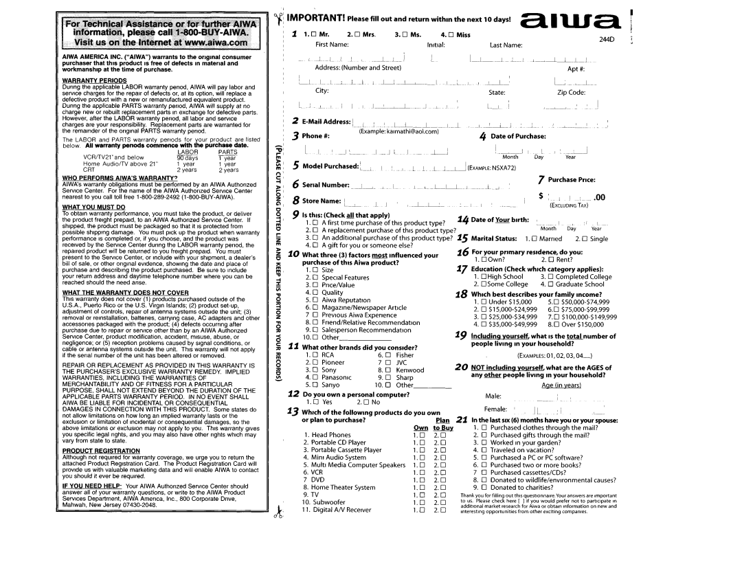 Aiwa XC-RW700 manual 