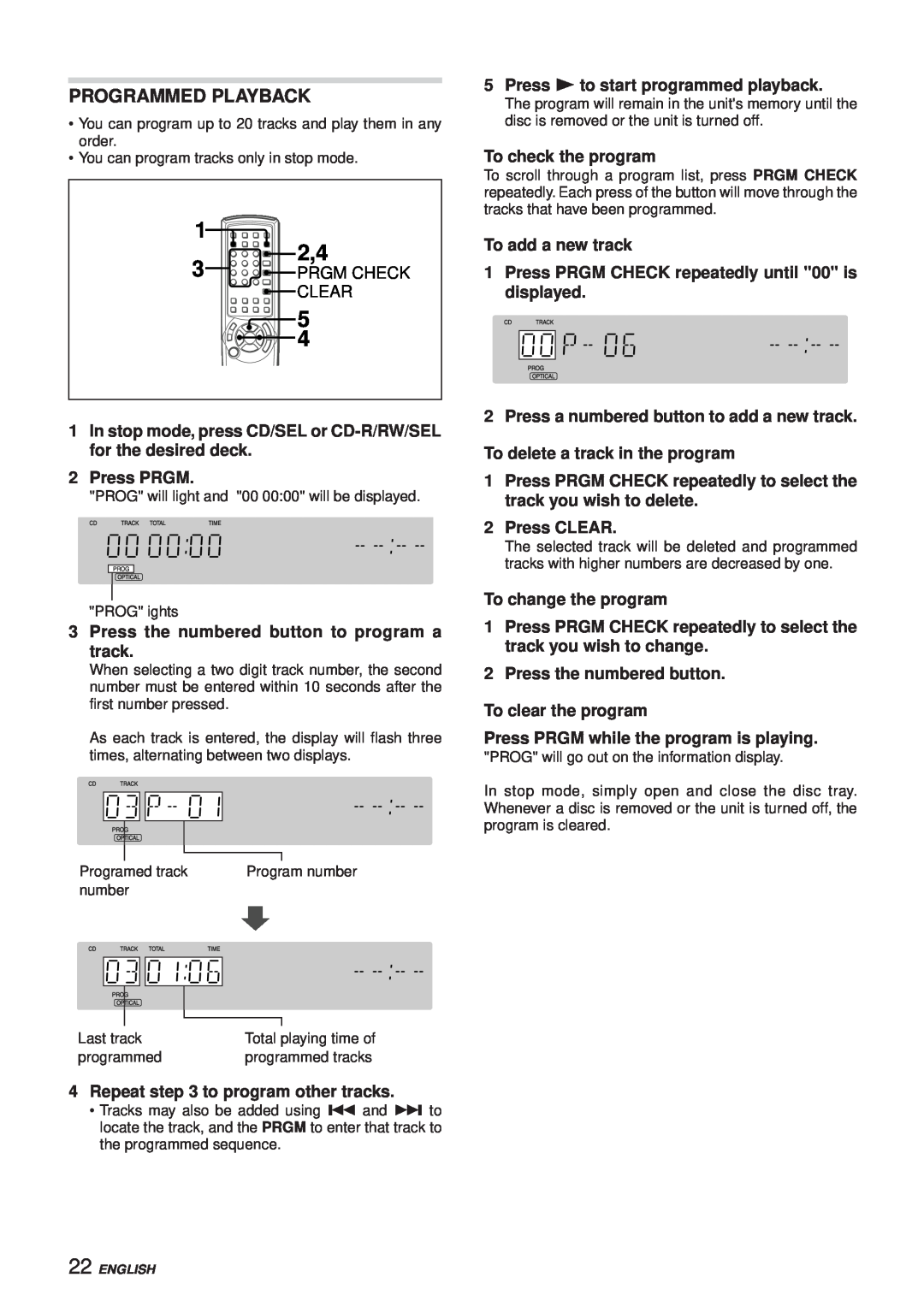 Aiwa XC-RW700 manual 1 2,4, Programmed Playback 