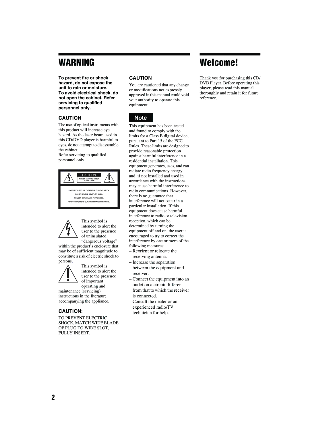 Aiwa XD-AX10 operating instructions Welcome 