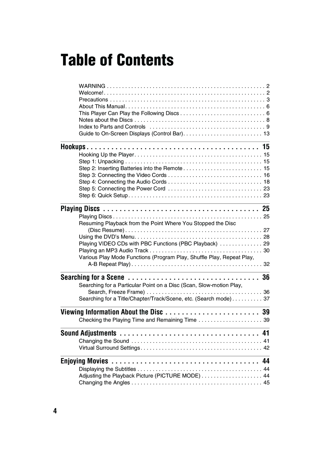 Aiwa XD-AX10 operating instructions Table of Contents 