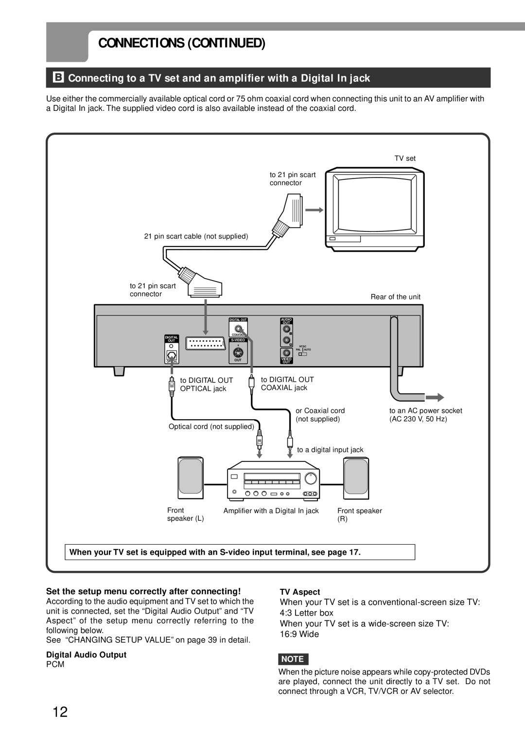 Aiwa XD-DV370 operating instructions Connections 