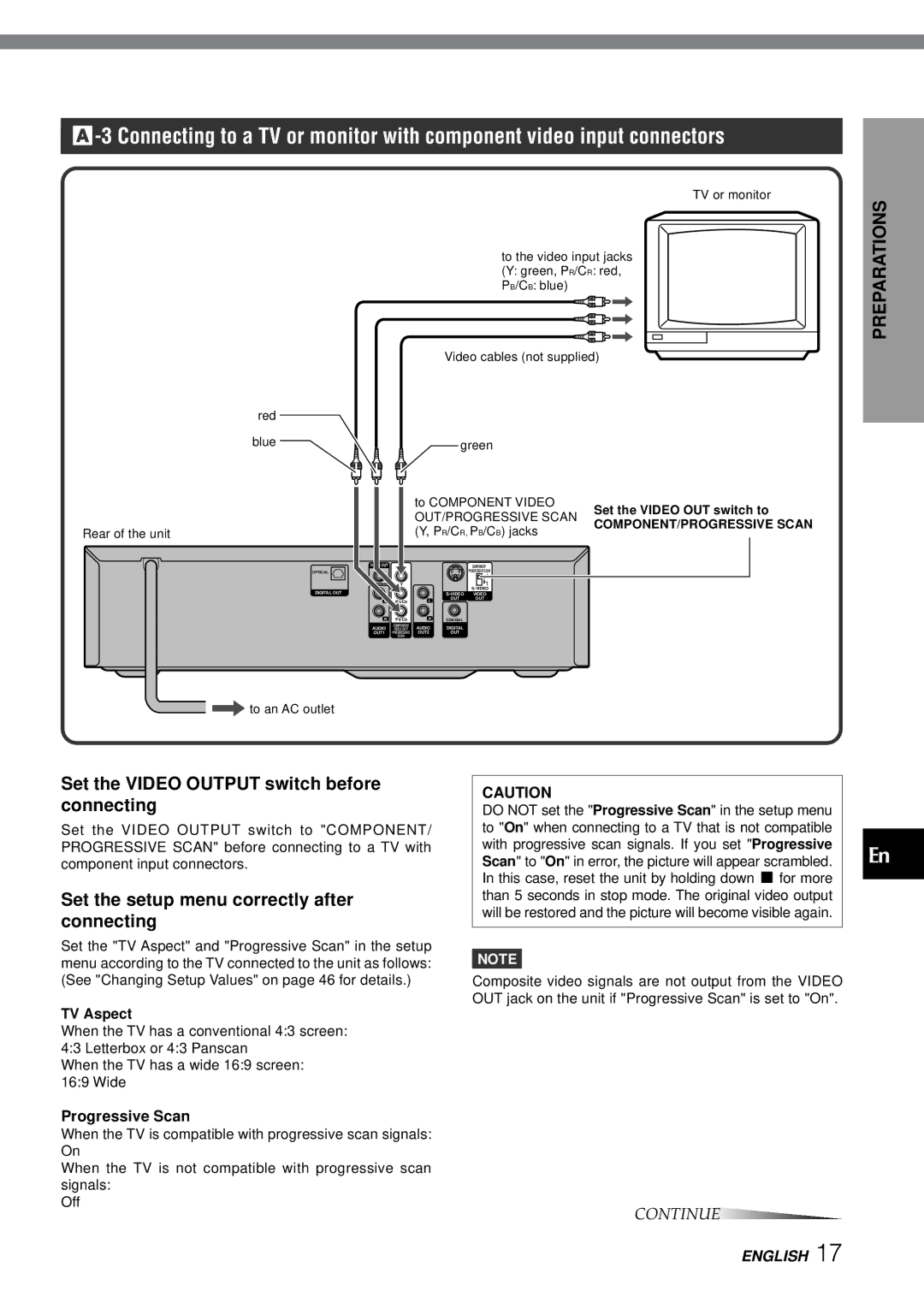 Aiwa XD-SPM823 operating instructions To On when connecting to a TV that is not compatible 