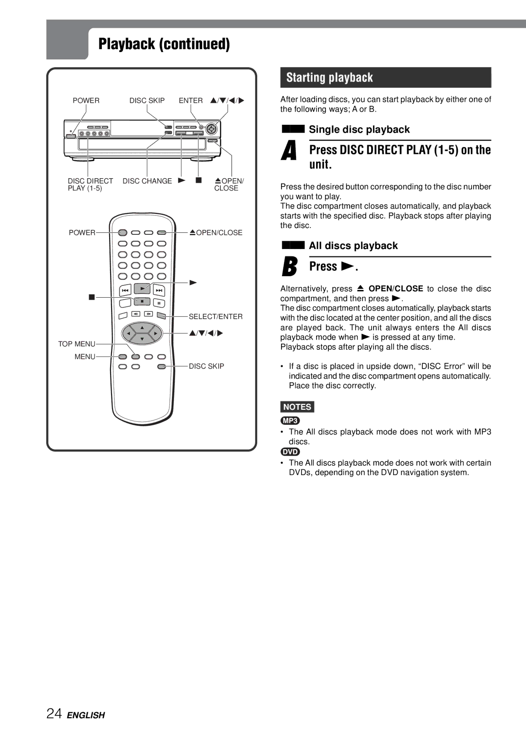 Aiwa XD-SPM823 operating instructions Playback, Starting playback, Unit, Press c 