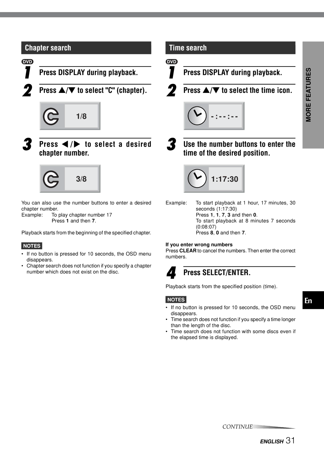 Aiwa XD-SPM823 operating instructions Chapter search, Time search 