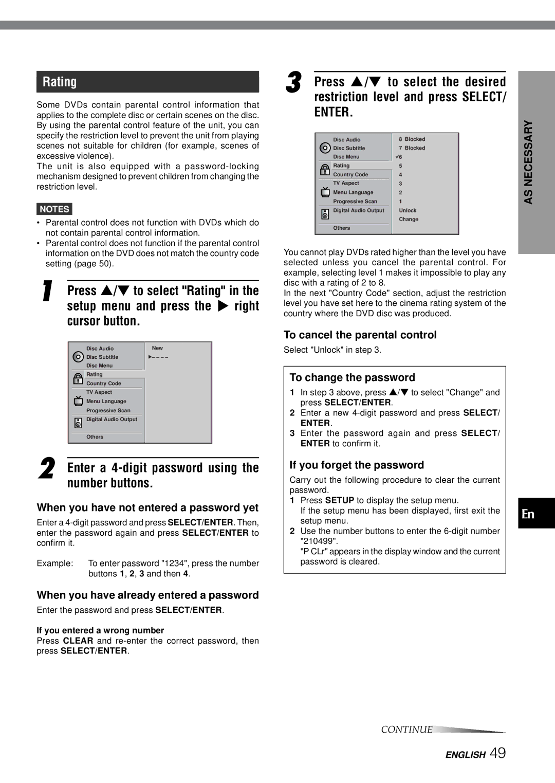 Aiwa XD-SPM823 operating instructions Rating, Number buttons 