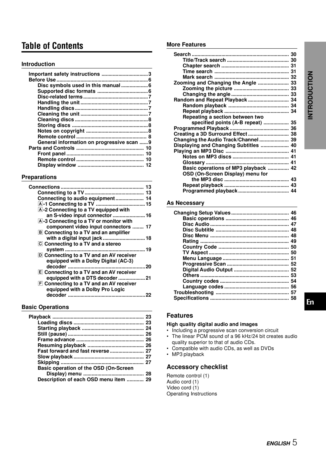 Aiwa XD-SPM823 operating instructions Table of Contents 