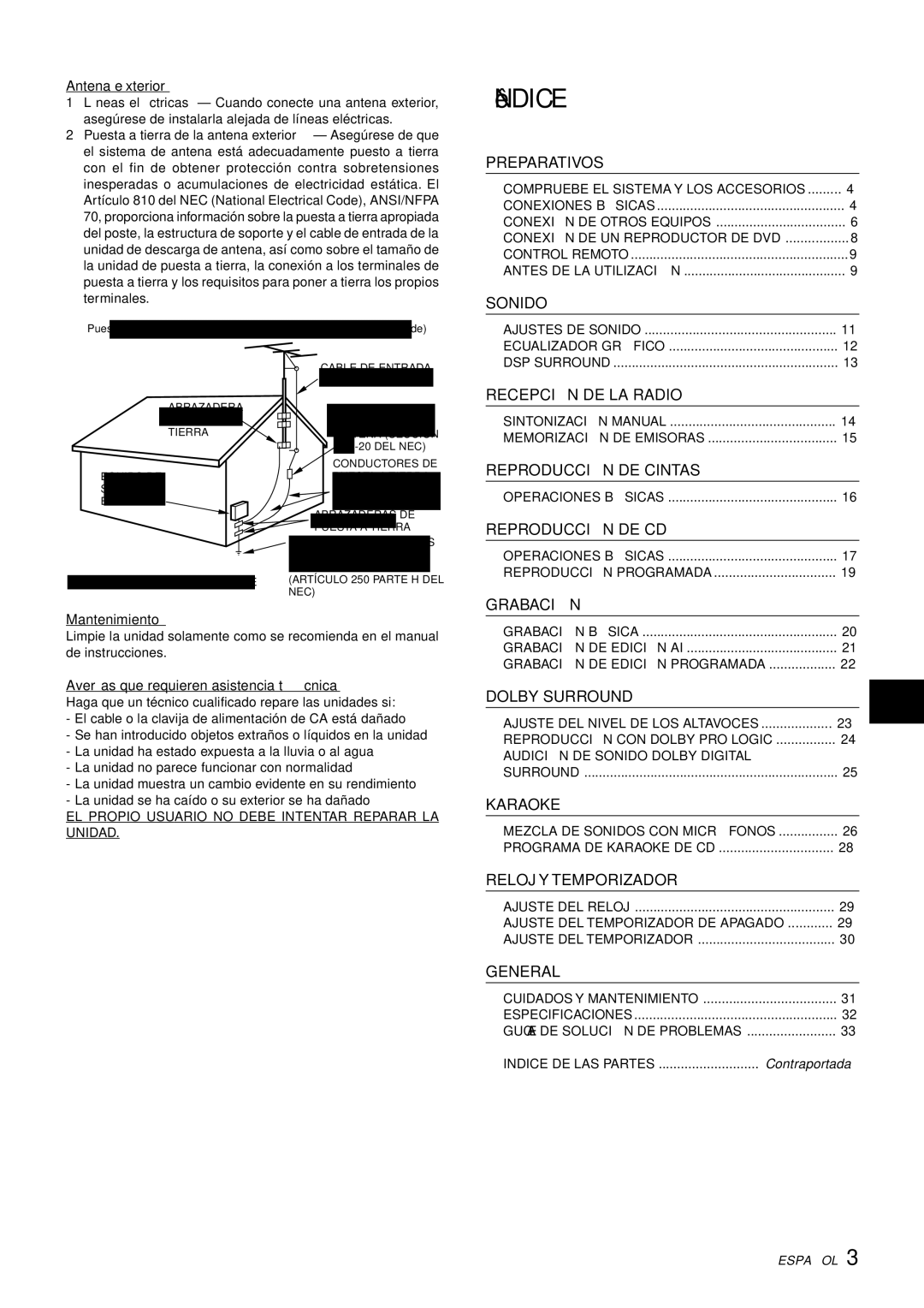 Aiwa XH-A1000 manual Índice 