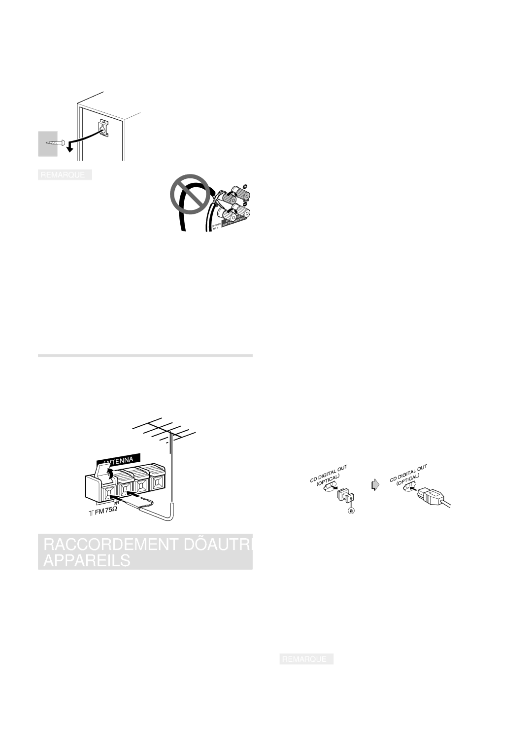 Aiwa XH-A1000 manual Raccordement D’AUTRES Appareils, Raccordement D’UNE Antenne Exterieure 