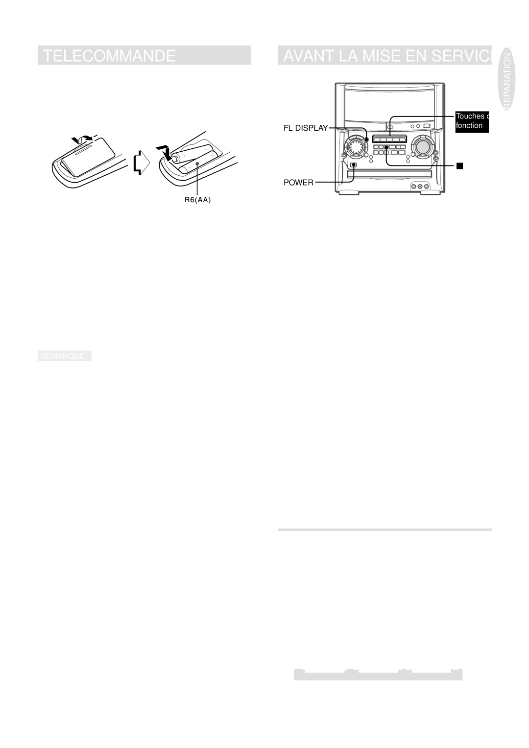 Aiwa XH-A1000 manual Telecommande, Reglage DU Mode D’AFFICHAGE 