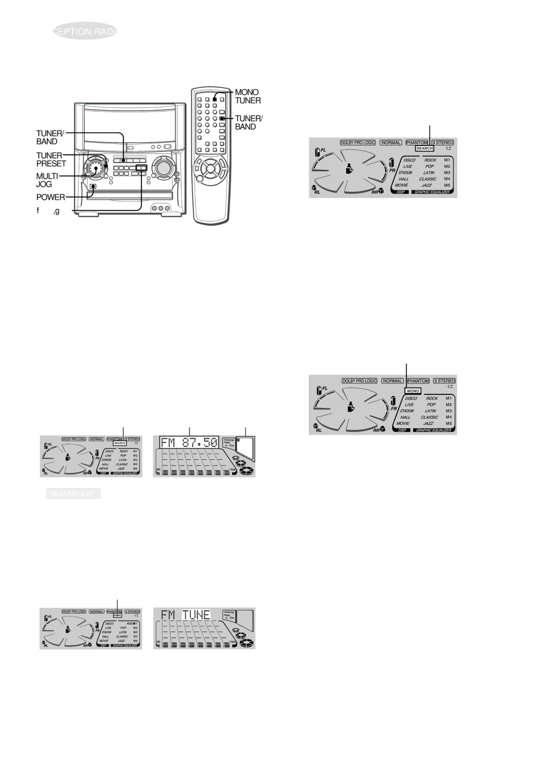 Aiwa XH-A1000 manual Syntonisation Manuelle, Si une é mission FM sté ré o comporte des parasites 