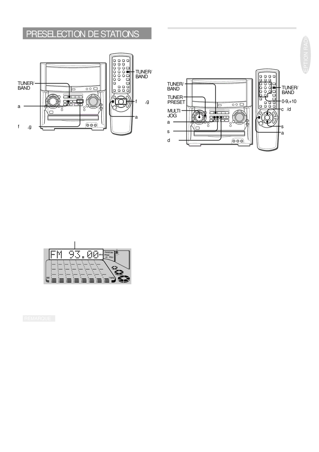 Aiwa XH-A1000 manual Syntonisation D’UN Numero DE, Preselection, Ré pé tez les é tapes 1 et, +10, +10 et 