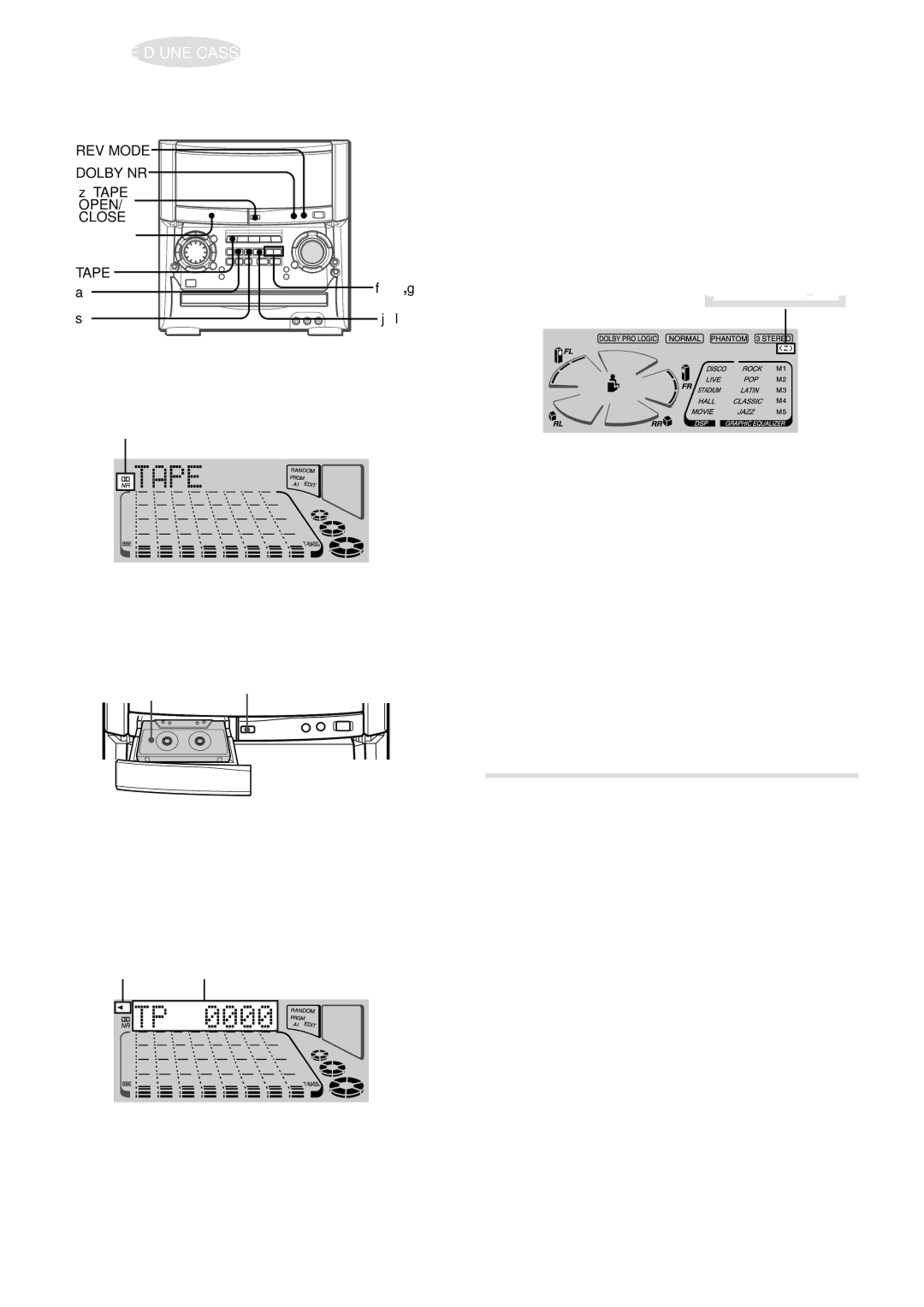 Aiwa XH-A1000 manual Operations DE Base, Detecteur DE Musique, Types de cassettes, Pour sé lectionner un mode d’inversion 