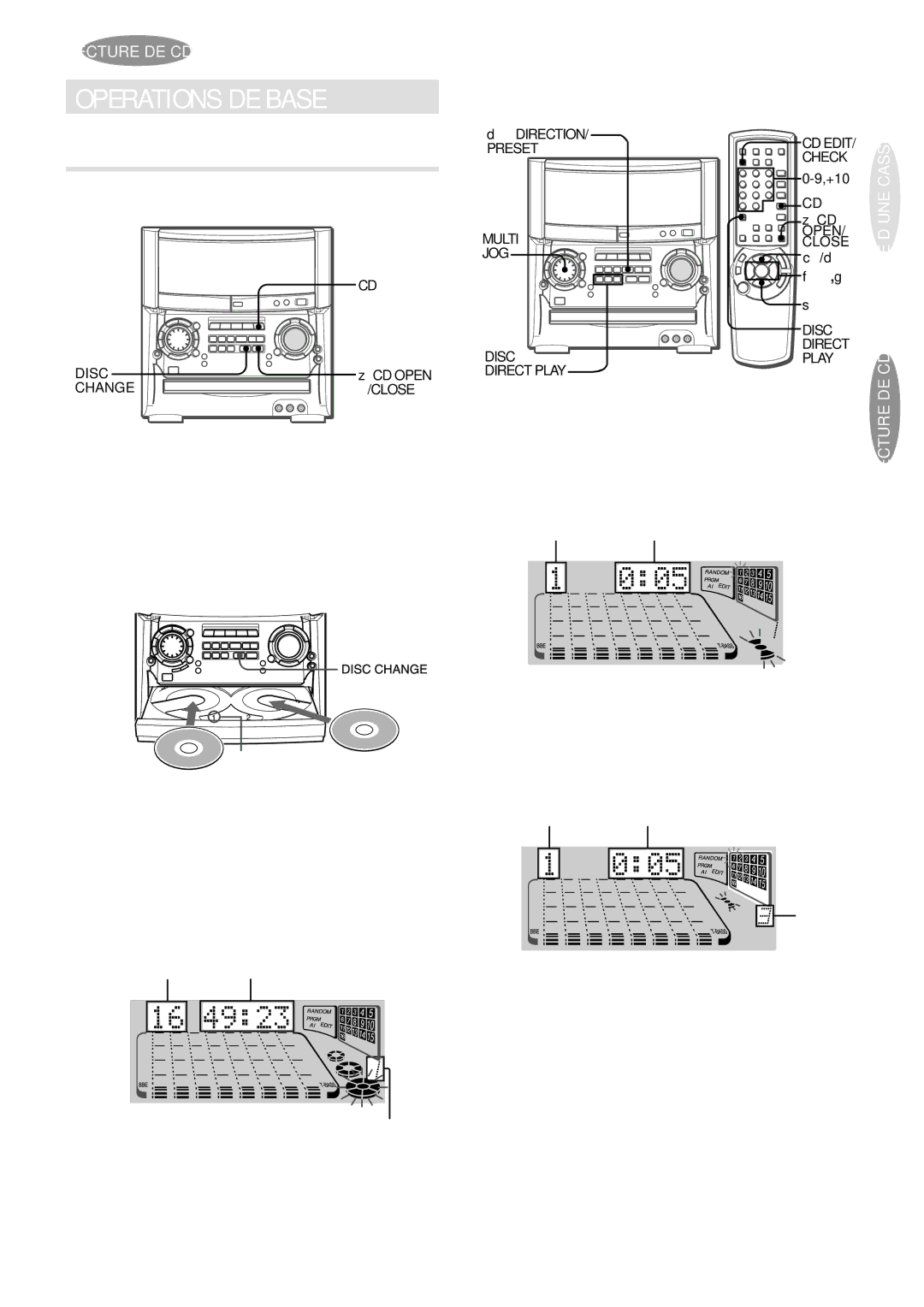 Aiwa XH-A1000 manual Chargement DE Disques, Lecture DE Disques, Cassette, Pour reproduire tous les disques du compartiment 