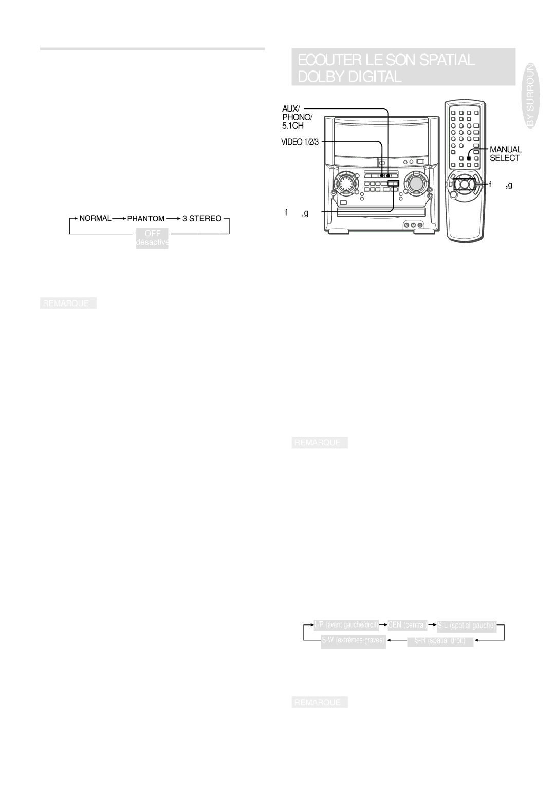 Aiwa XH-A1000 Dolby Digital, Mode Dolby PRO Logic Additionnels, ’affiche, Pour sé lectionner le mode Phantom ou 3 Stereo 