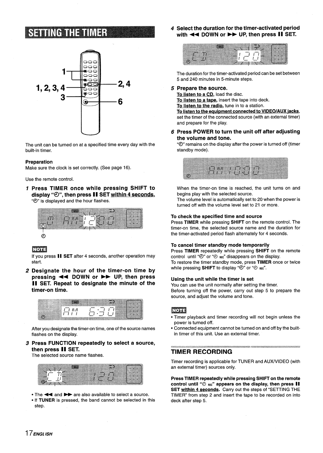 Aiwa XM-M25 manual Prepare the source, To listen to a CD, load the disc, To check the specified time and source 