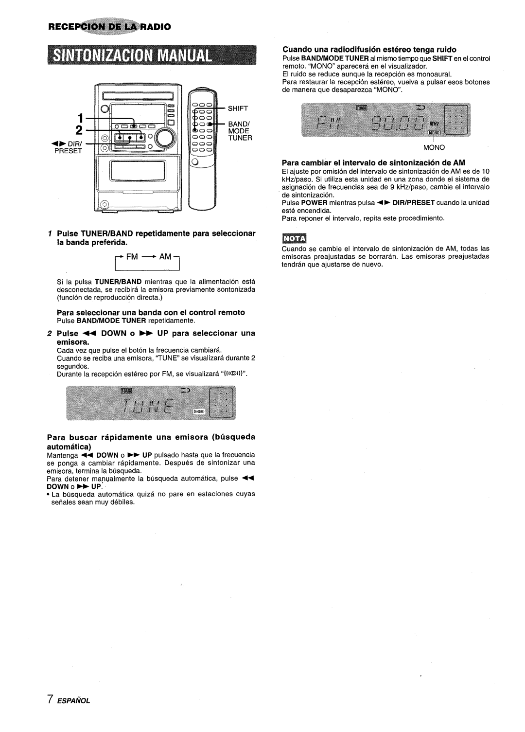 Aiwa XM-M25 manual Emisora, Para buscar rapidamente una emisora btisqueda automatic, Down O 