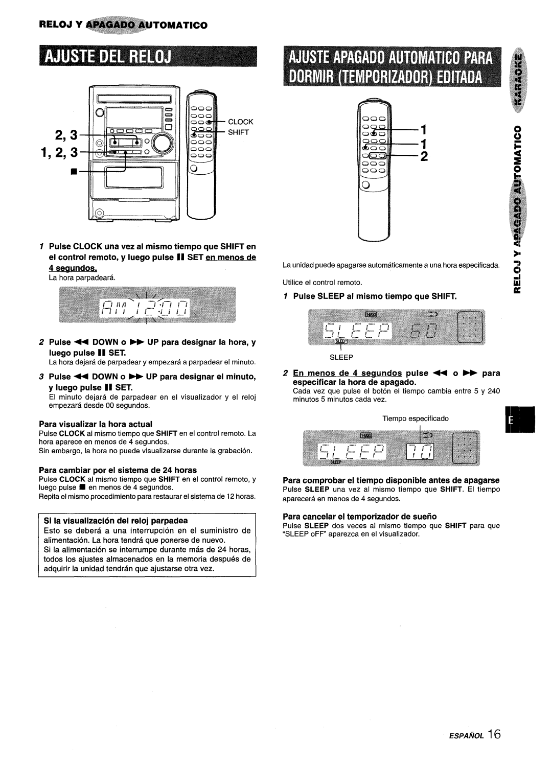 Aiwa XM-M25 manual Reloj Y Tomatico, Iuego pulse II SET, Si la visualization del reloj parpadea 