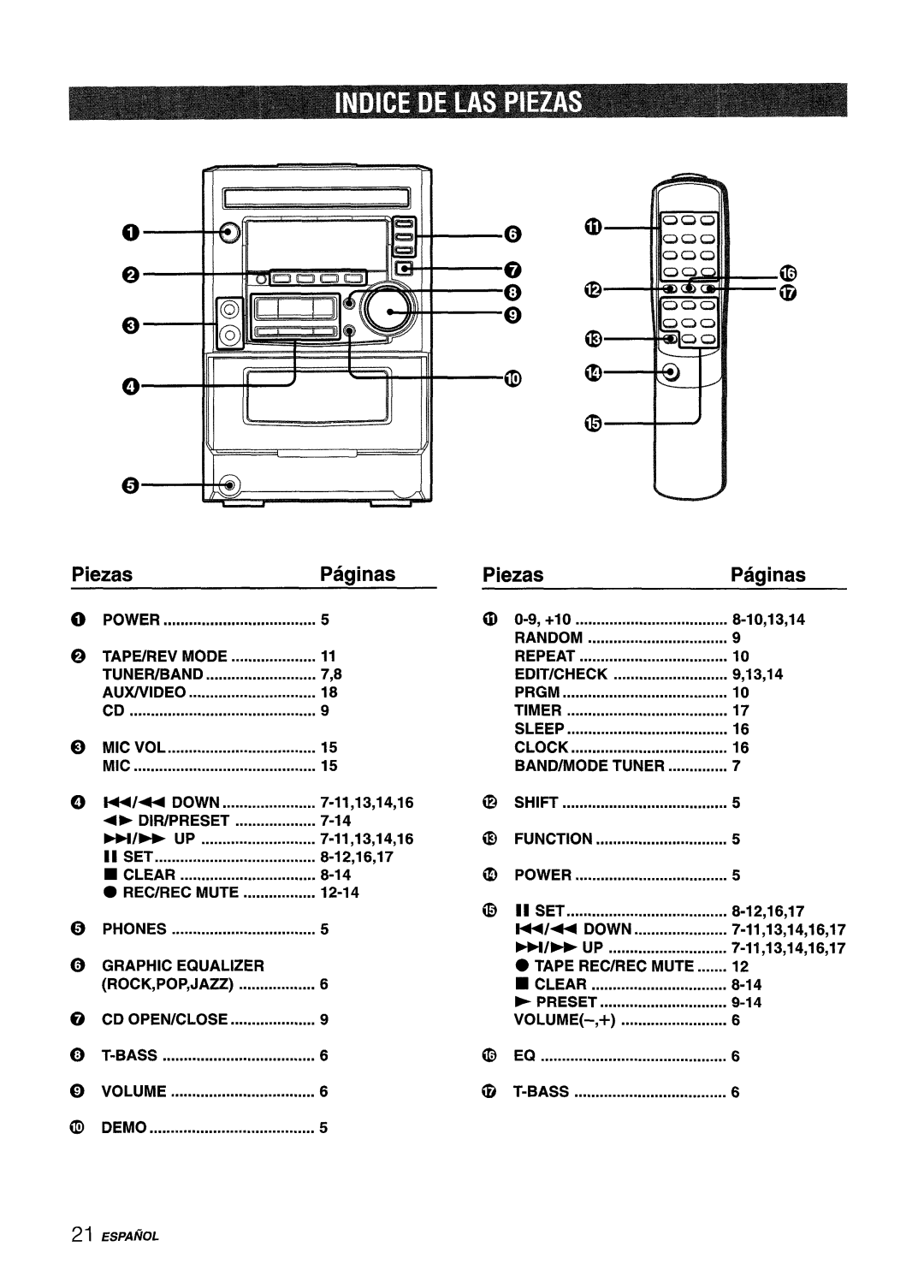 Aiwa XM-M25 manual Random, Prgm Timer Sleep, Function II SET, Clear Power REC/REC Mute, Phones Down, Bass Volume 