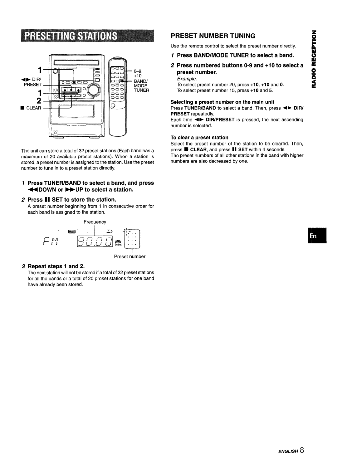 Aiwa XM-M25 manual Repeat steps 1, +E Dir, Clear 