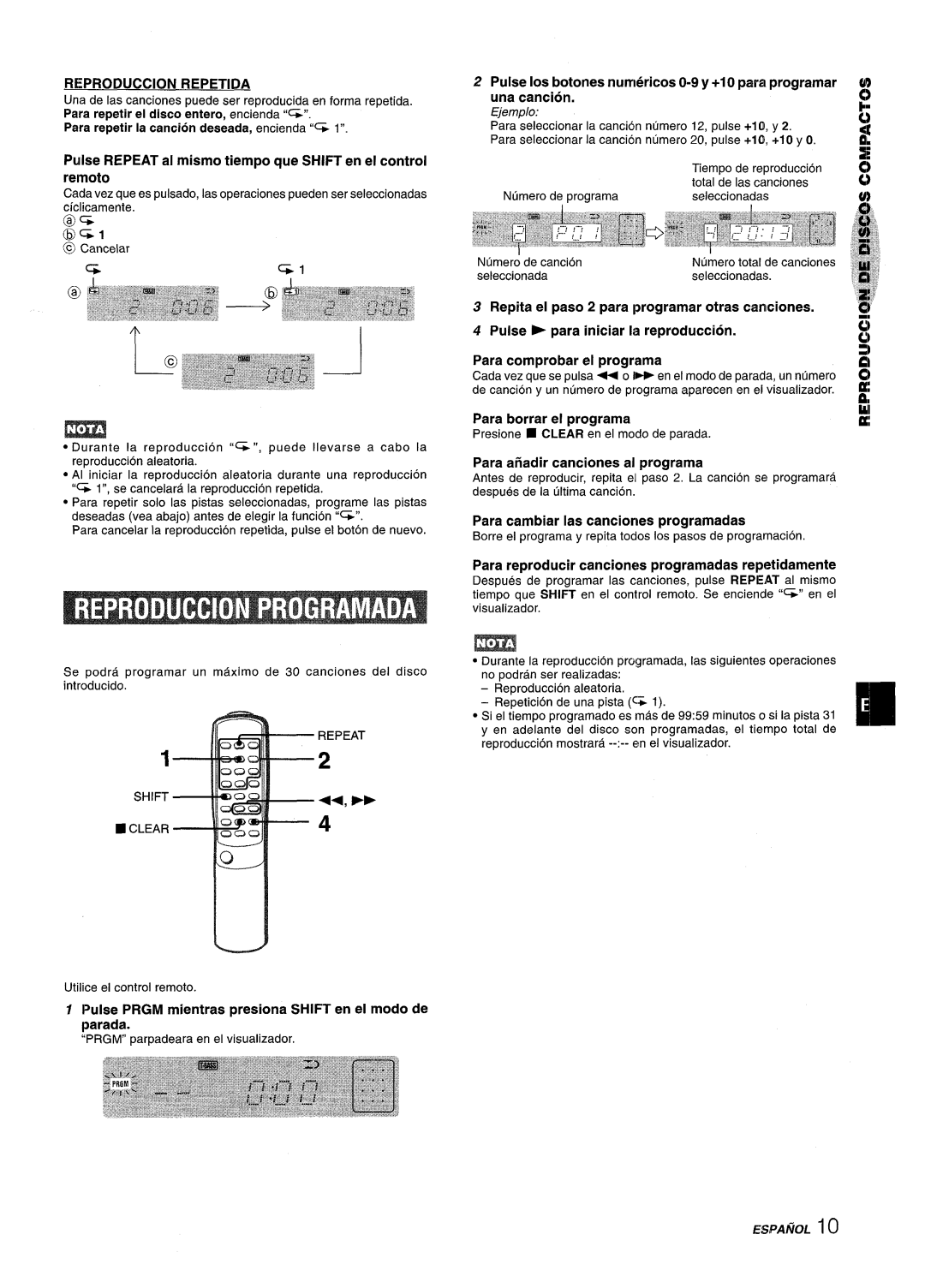 Aiwa XM-M25 manual ‘1’I, Reproduction Repetida, Pulse REPEAT al mismo tiempo que SHIFT en el control remoto, Ejemplo 