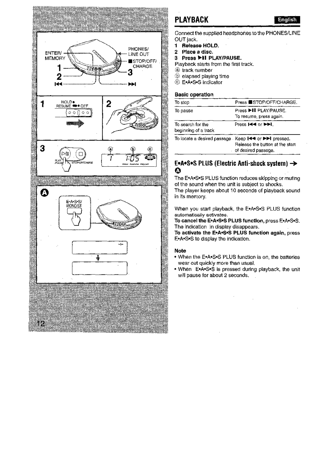 Aiwa XP-R970 manual Playback, Basic operation, To cancel the E*A*S*S Plus function, press EoA*S*S 