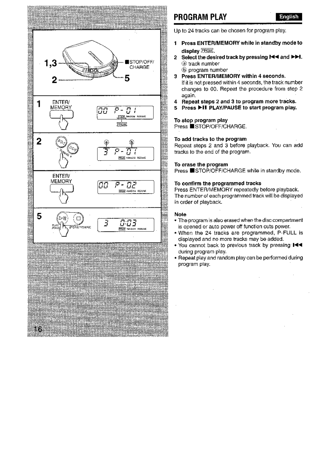 Aiwa XP-R970 manual Program Play, To add tracks to the program 