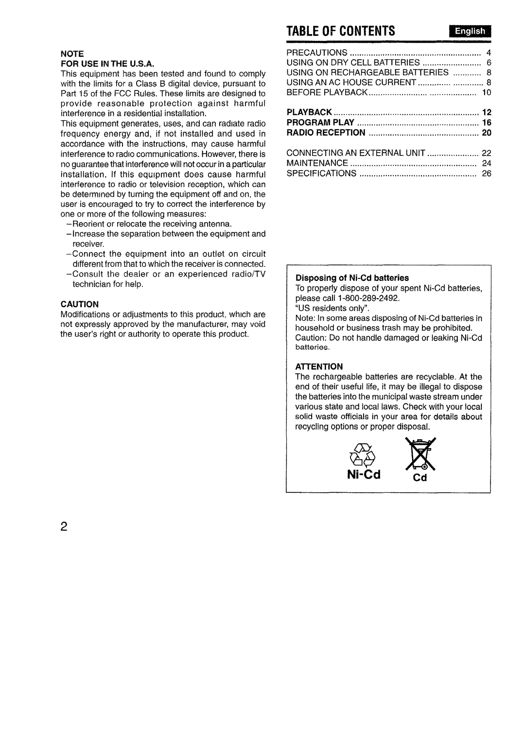 Aiwa XP-R970 manual Table of Contents 