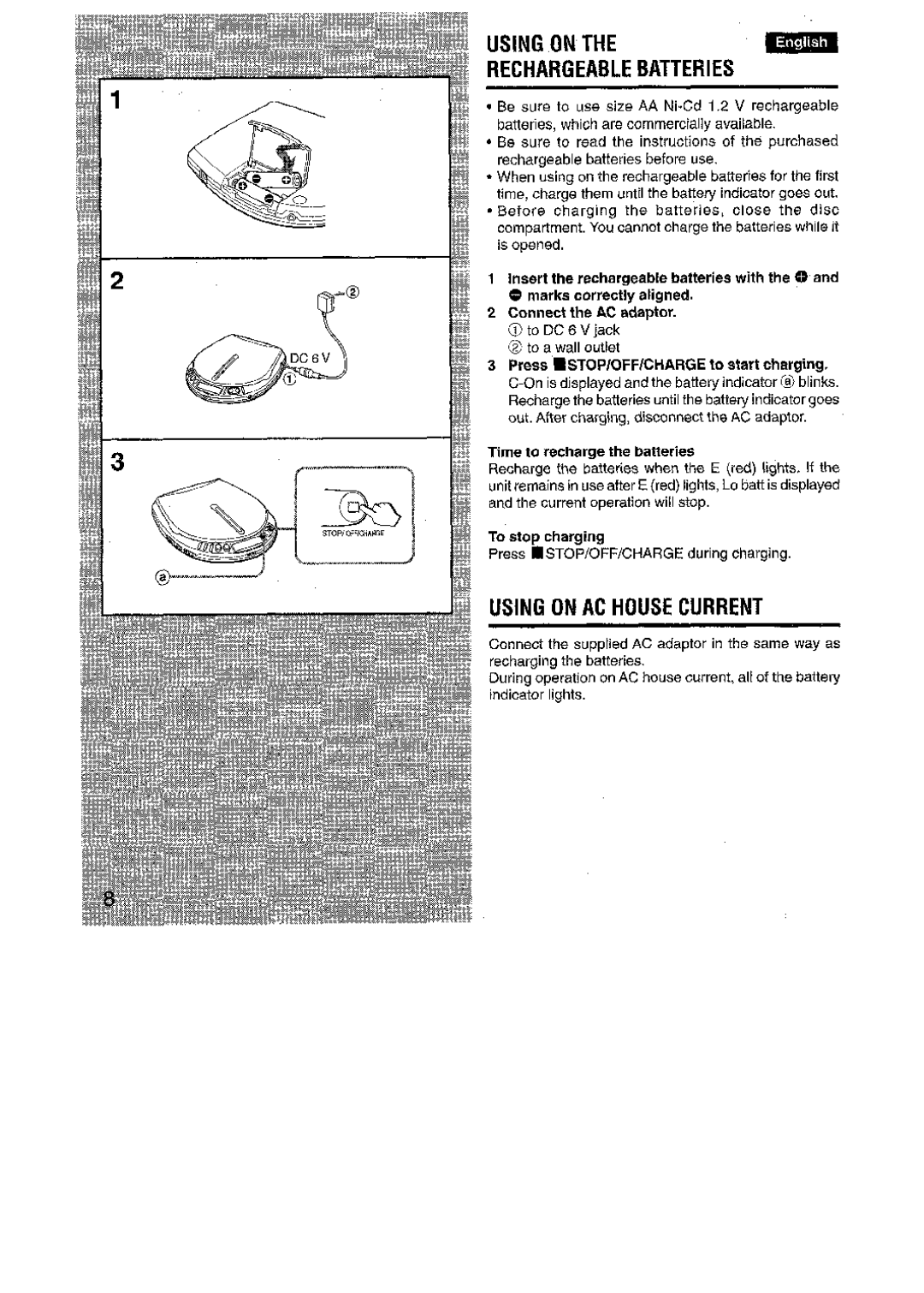 Aiwa XP-R970 manual Batteries, Using on AC House Current 