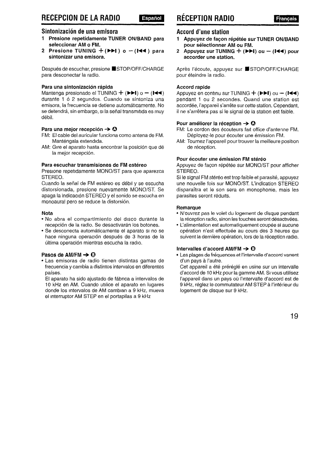 Aiwa XP-R970 manual Recepcion De La Radio, Reception Radio, Sintonizacion de una emisora, Accord d’une station, amsa 